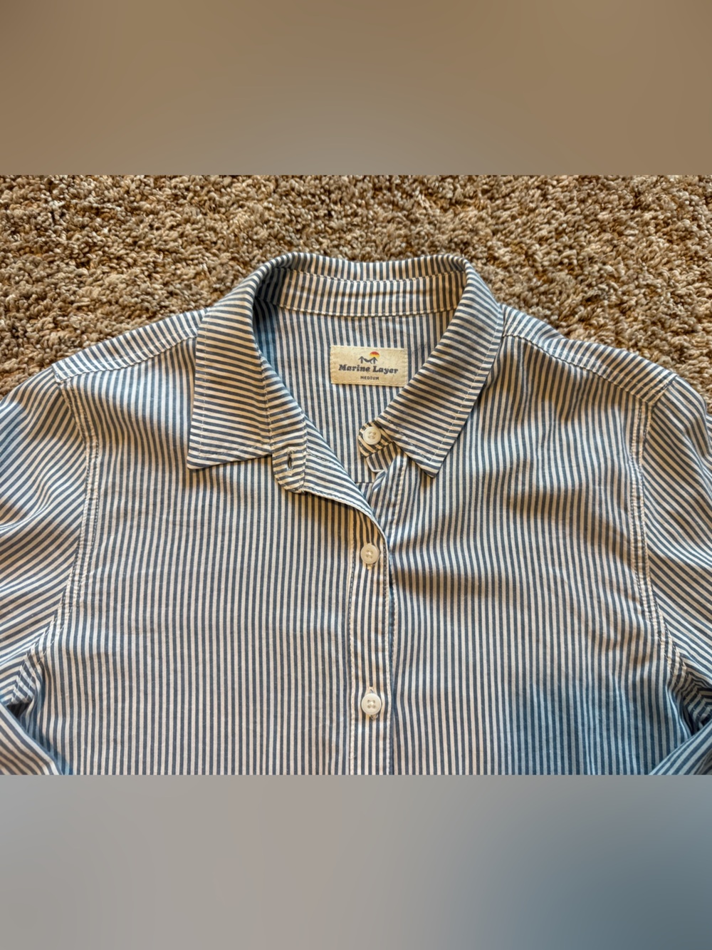 Marine Layer Blue and White Striped Button-Down Shirt
